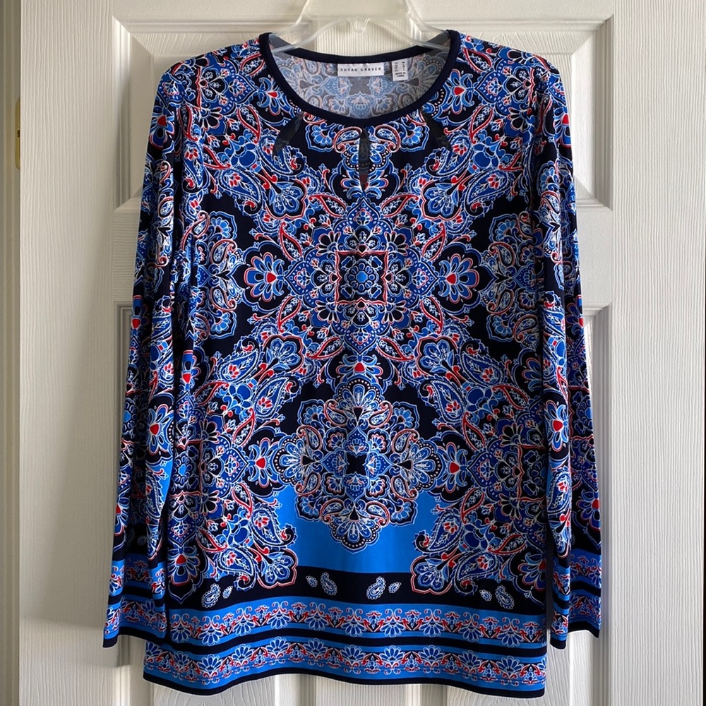 Susan Graver Liquid Knit Printed Top M